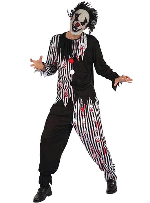 Black and White Evil Clown Costume for Men