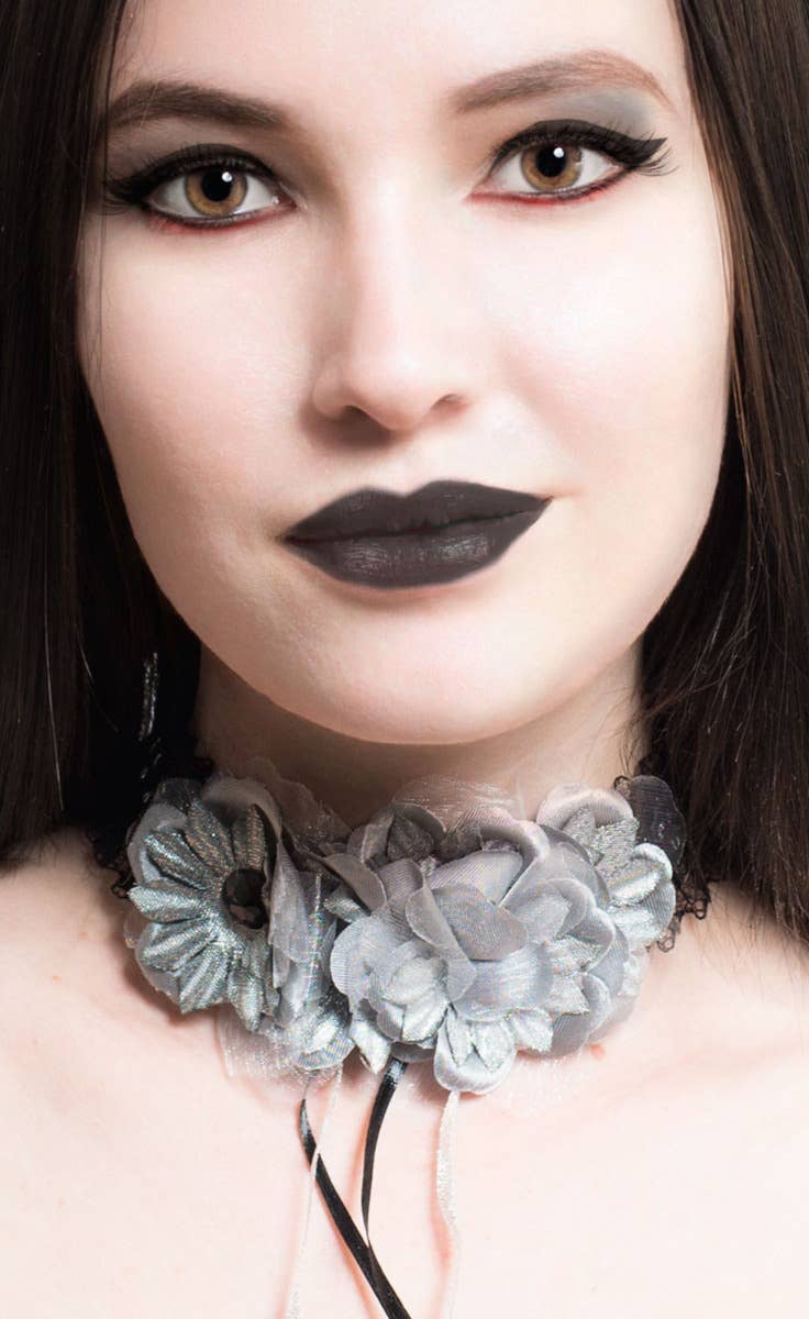 Gothic Flower Choker Corpse Bride Vampire Costume Accessory Main Image