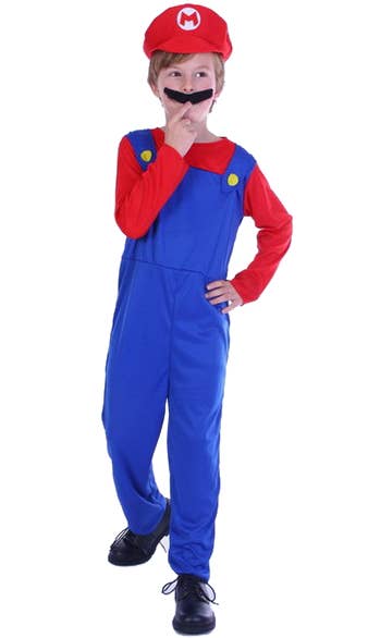 Boys Plumber Mario Brothers Fancy Dress Costume Main Image