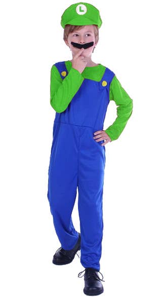 Plumber Boys Luigi Super Bros Fancy Dress Costume Image
