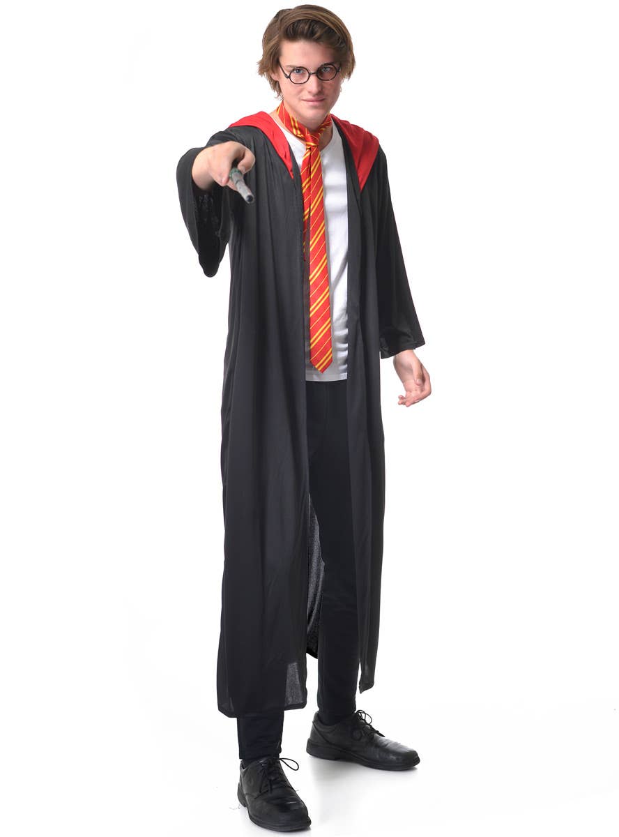 Adults Harry Potter Wizard Robe Tie, Glasses and Wand Costume Set - Main Image