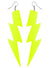 Large Neon Yellow Lightning Bolt 80s Costume Earrings