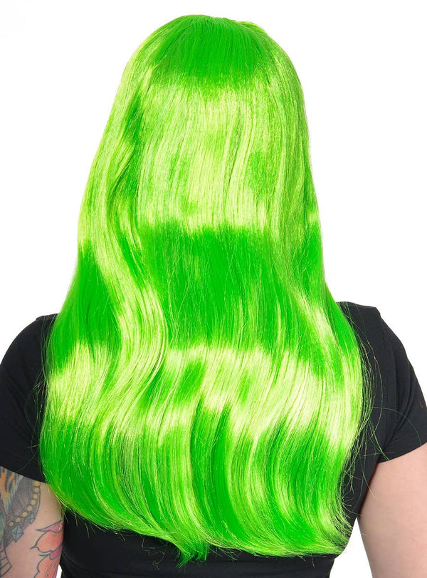 Womens Neon Green Costume Wig Cheap Long Green Wig for Women