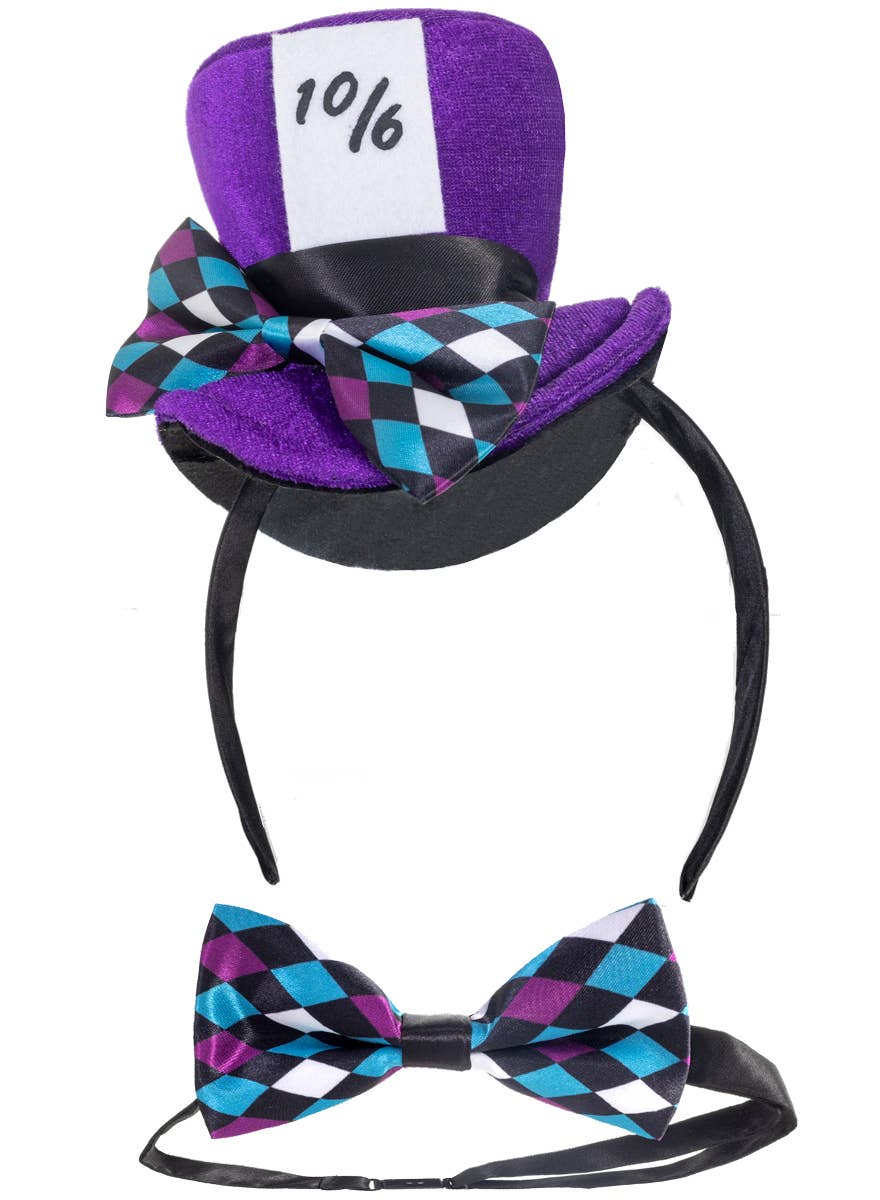 Purple and Blue Mad Hatter Mini Top and Bow Tie Costume Set