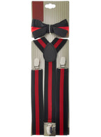 Red and Black Striped Costume Braces and Bow Tie