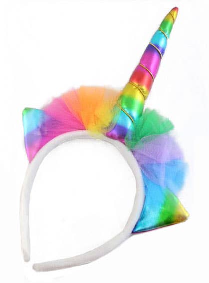 Metallic Holographic Rainbow Unicorn Headband Costume Accessory Main Image