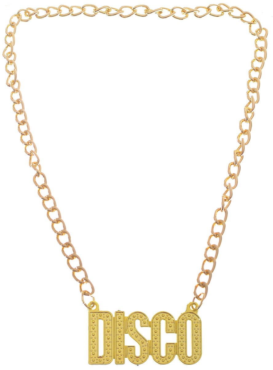 1970s DISCO Pendant Gold Chain Costume Necklace Main Image