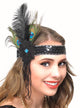 Peacock Feather 1920s Flapper Headband with Beads and Sequins