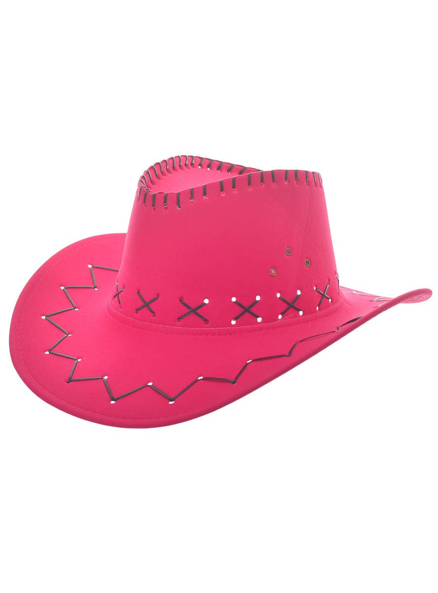 Mardi Gras Neon Pink Cowboy Costume Hat