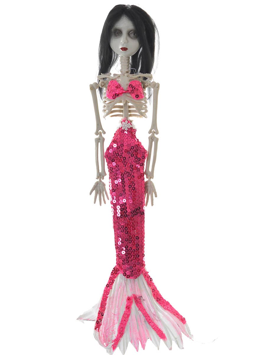 Hot Pink Sequined Creepy Mermaid Skeleton Haunted House Decoration Main Image
