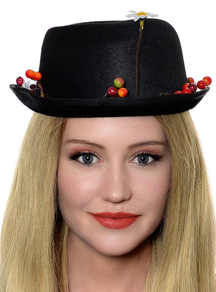 Cute Mary Poppins Bowler Hat with Flowers