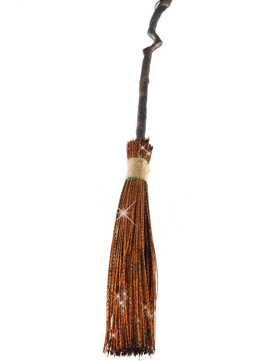 Orange Glitter Witch Broom Broomstick Halloween Costume Accessory