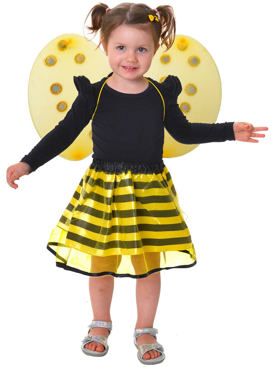 Toddler's Black and Yellow Tutu and Wings Buzzy Bee Costume Set
