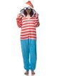 Adult's Where's Wally Red White and Blue Onsie Costume - Main View