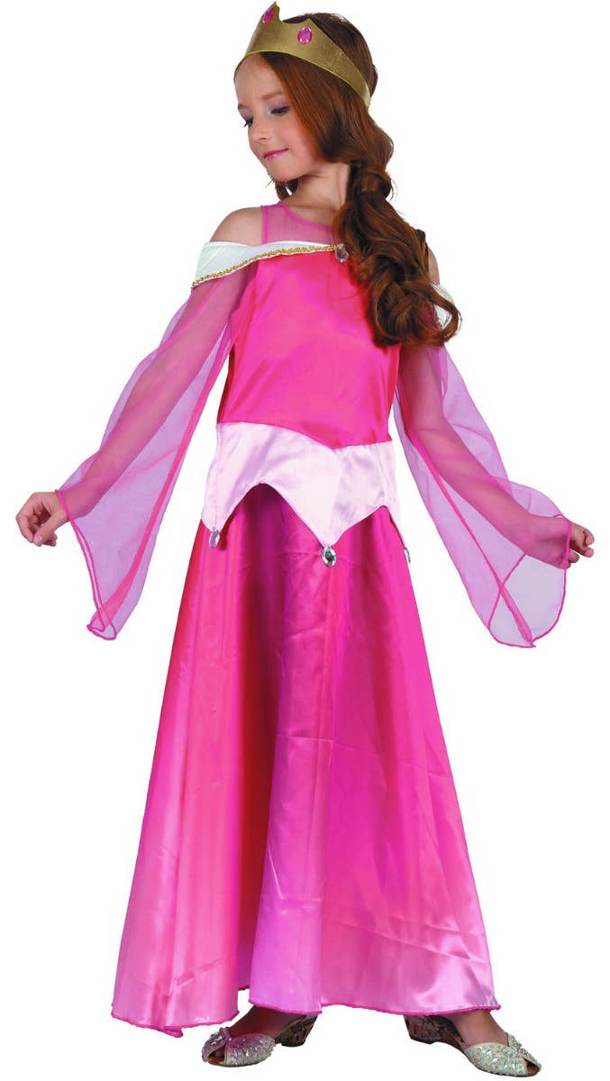 Sleeping Beauty Girls Pink Princess Storybook Fairytale Fancy Dress Up Costume Main Image