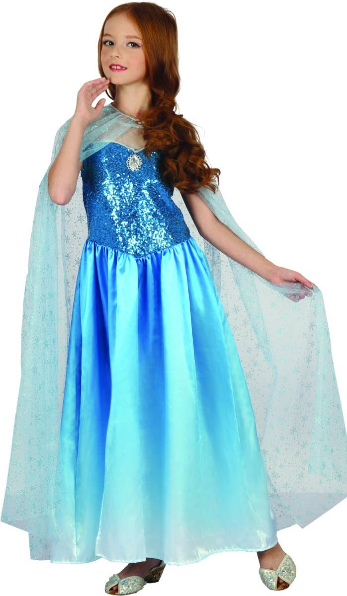 Snow Queen Girls Frozen Disney Fairytale Costume - Main Image