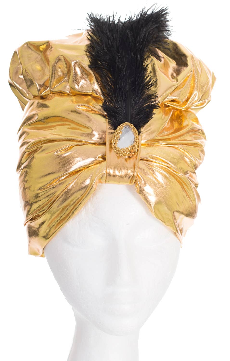 Gold Genie Turban Fancy Dress Arabian Costume Hat - Main Image