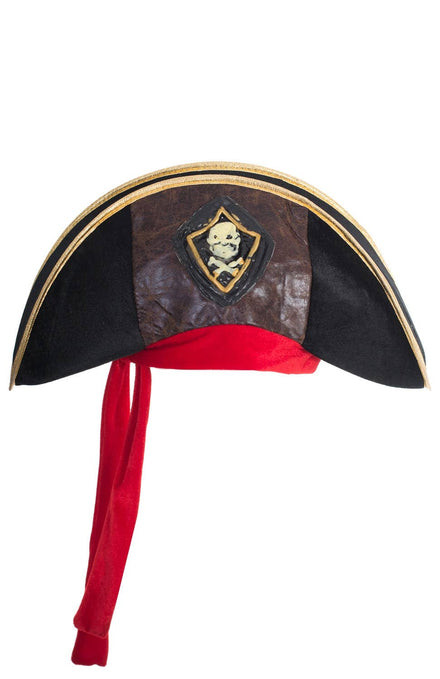 Pirate Hat Deluxe Velvet Skull and Cross Bones