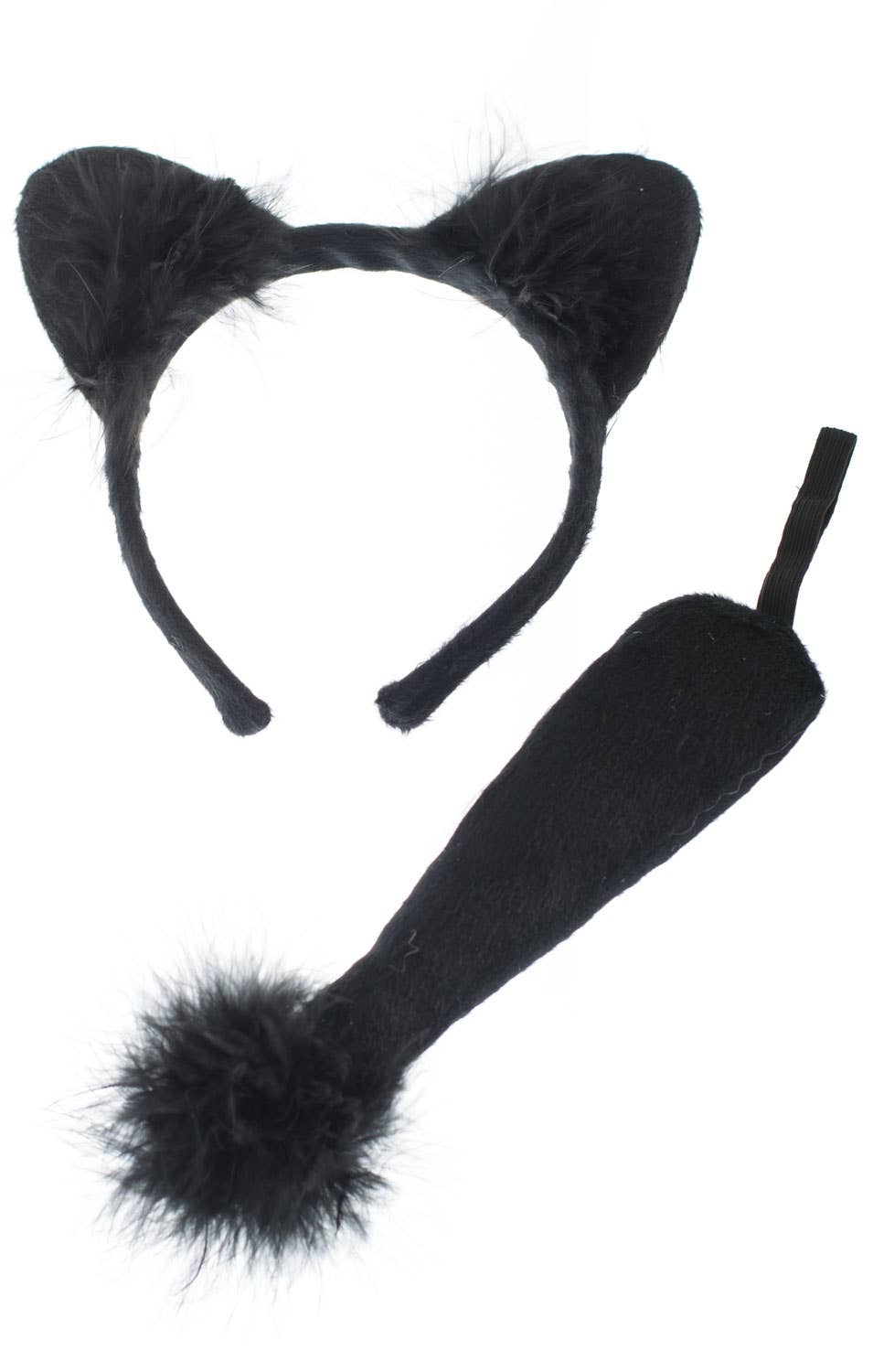 Black Plush Cat Ears And ail Costume Kit