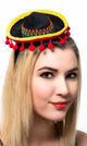 Black, Yellow and Red Mini Mexican Sombrero Costume Hat on Headband Main Image