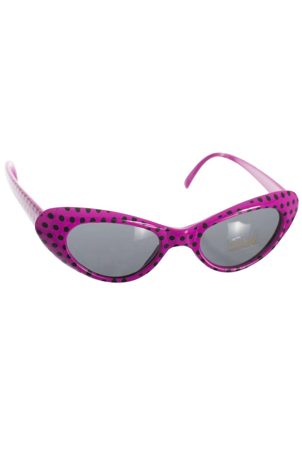 Retro Dark Pink and Black Polka Dot 50s Dress Up Costume Accessory Sunglasses - Main Image