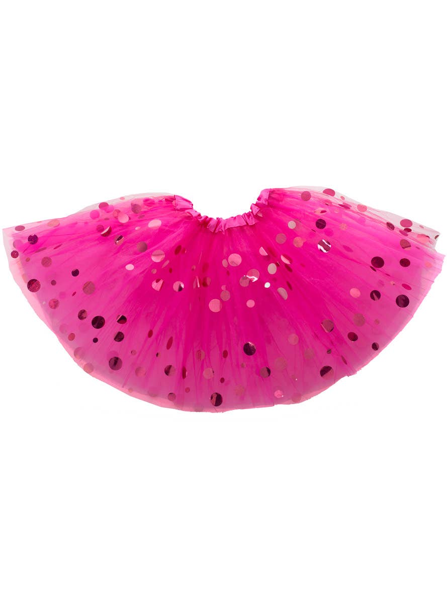 Women's Hot Pink Layered Costume Tutu with Holographic Dots