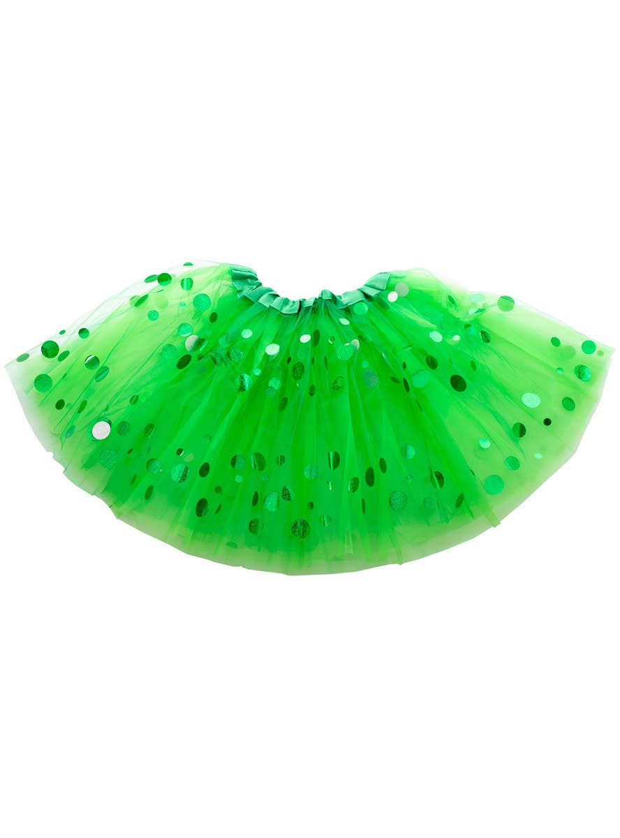 Green Holographic Dot Layered Tulle Fluffy Petticoat Tutu