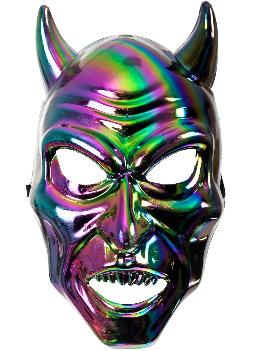 Glass Devils Mask Rainbow Chrome Devil Face Mask | Rainbow Devil Halloween Costume Mask