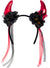 Red Devil Horns Headband with Black Flowers and Ribbons