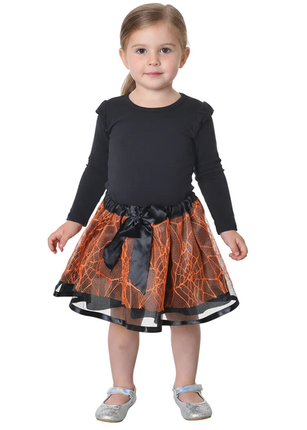 Toddler Girls Orange and Black Layered Tutu Petticoat Skirt - Main Image