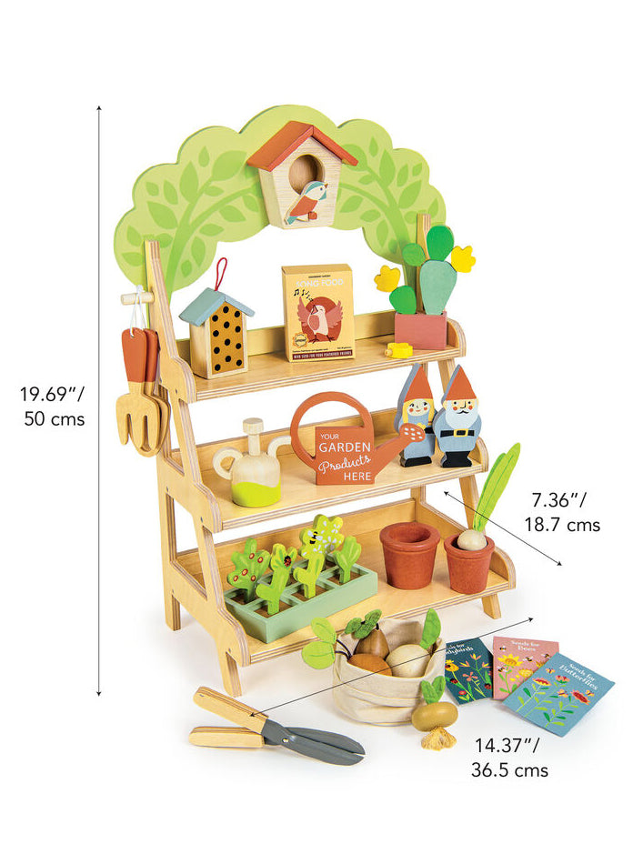 Toy Wooden Garden Centre Pretend Play Set For Children - Dimensions Image 1