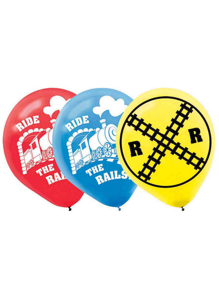 Train Themed Latex Balloons 6 Pack - Main Image