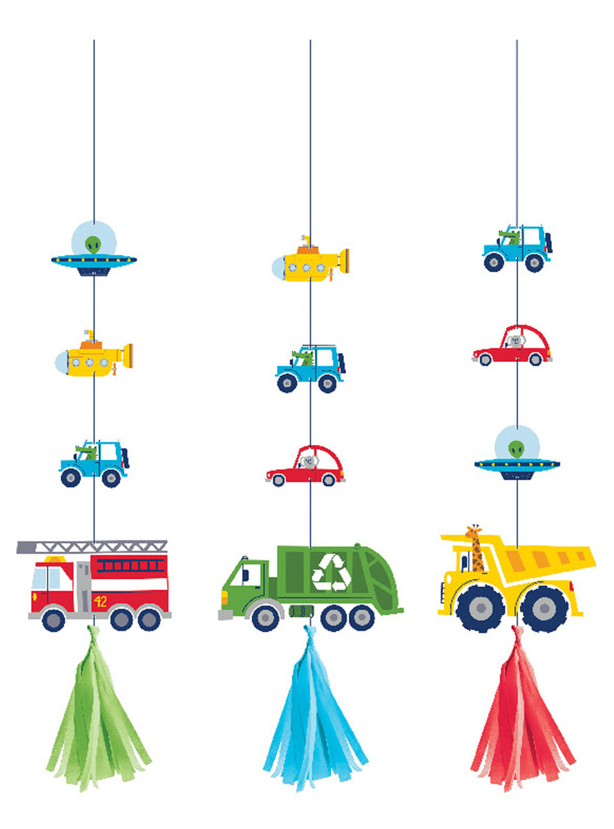 Transport Party 3 Pack Hanging Decorations - Main Image
