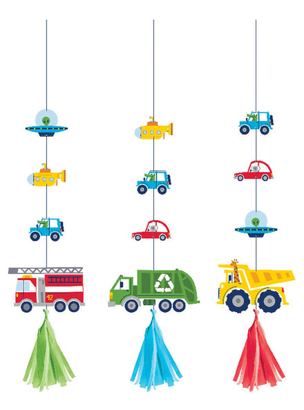 Transport Party 3 Pack Hanging Decorations - Main Image