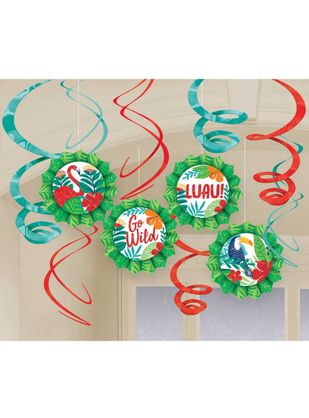 Image Of Tropical Jungle Hanging Spirals Party Decoration