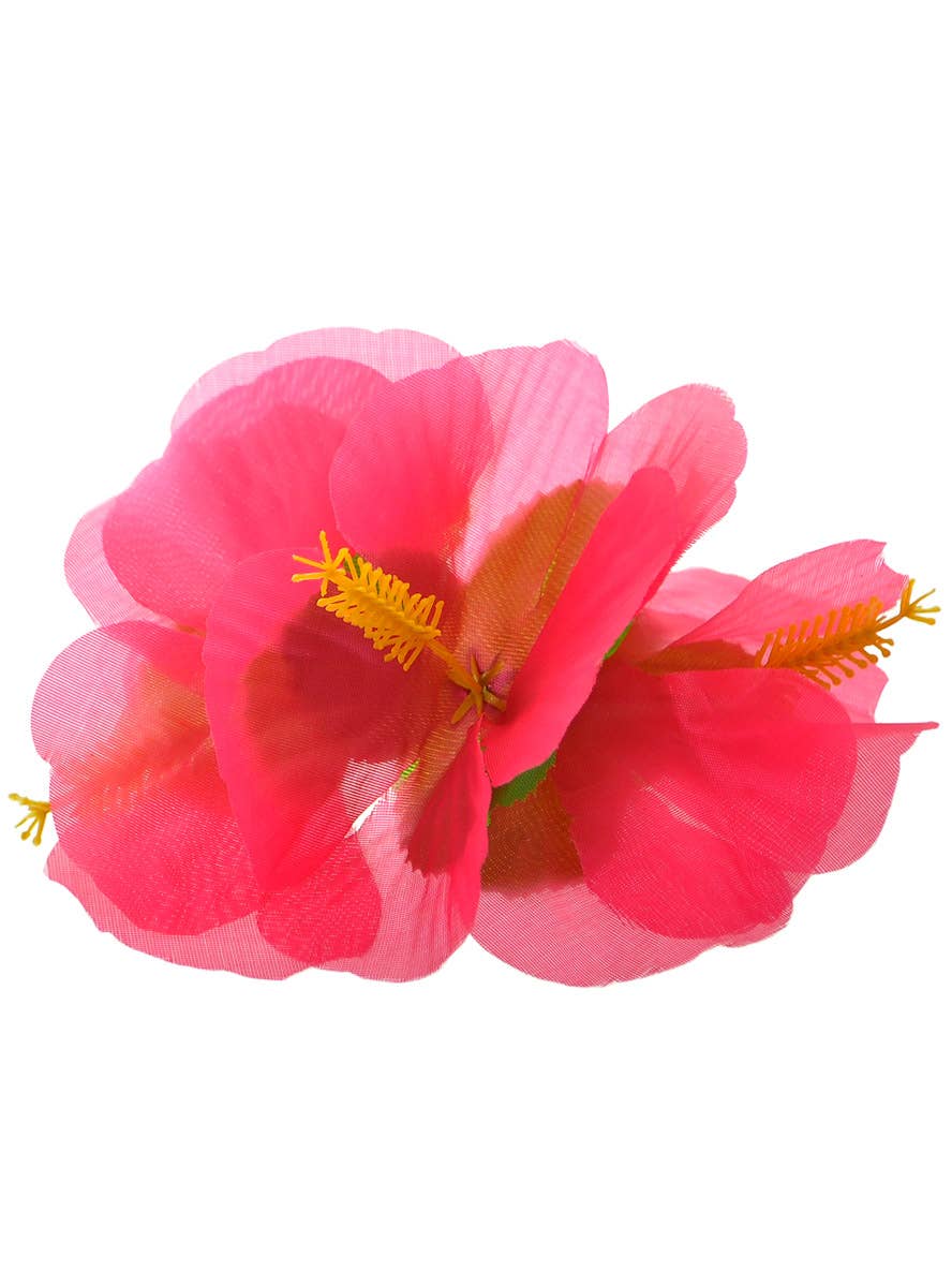 Image of Hawaiian Pink Hibiscus Flower Hair Clip Costume Accessory - Main Image