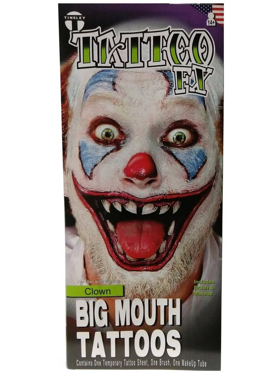 Tinsley Transfers Evil Clown Grin Face Tattoo Kit with Makeup - Main Image