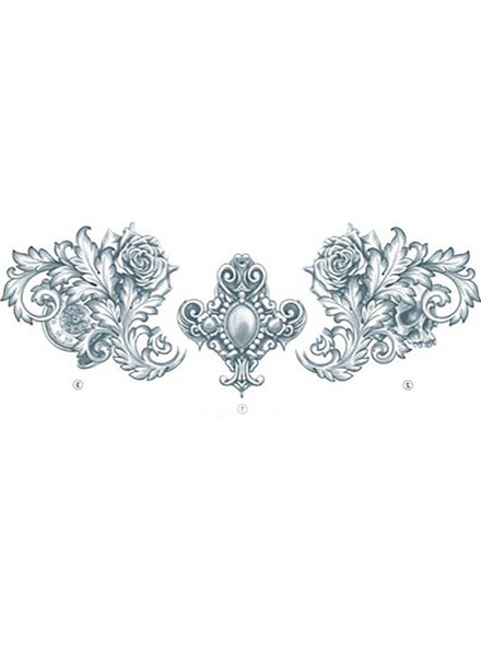 Posh Black and White Large Neck Temporary Costume Tattoo - Alternate Image