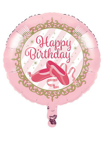 Twinkle Toes Pink Ballet Party 45cm Round Self Sealing Foil Balloon - Main Image