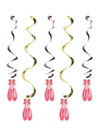 Twinkle Toes Pink Ballet Party 5 Pack 99cm Hanging Swirl Decorations – Main Image