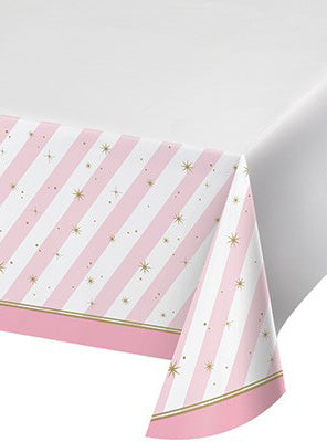 Twinkle Toes Pink Border Print 259cm Plastic Table Cover – Main Image