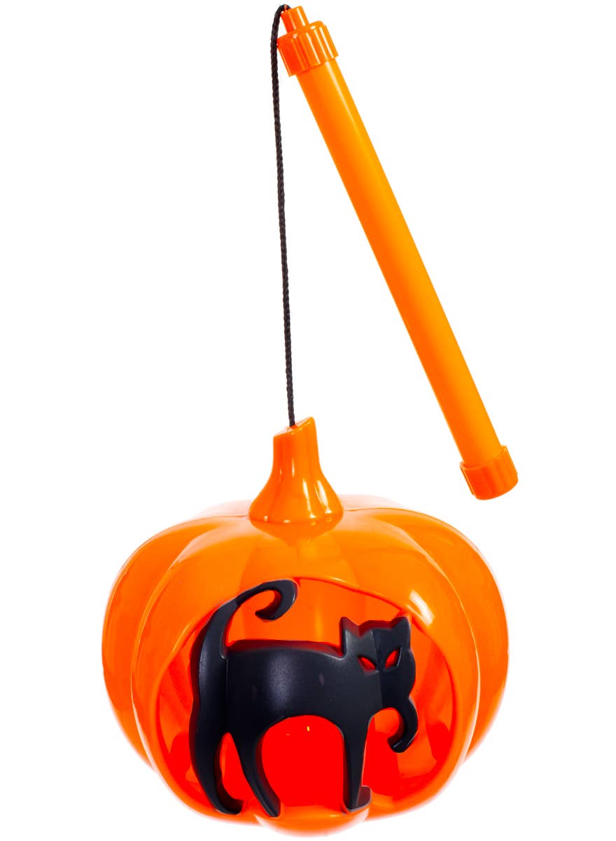 Orange Pumpkin with Black Cat Light Up Halloween Safety Light