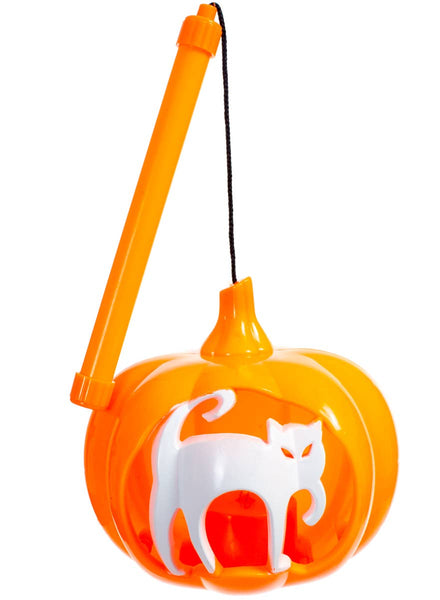 Orange Pumpkin with White Cat Light Up Halloween Safety Light