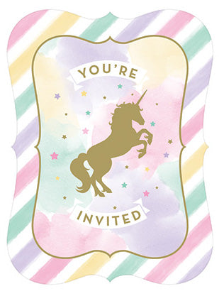 Unicorn Sparkle 8 Pack 15cm Postcard Birthday Party Invitations – Main Image