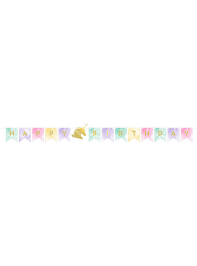 Unicorn Sparkle Pastel Rainbow 240cm Happy Birthday Banner – Main Image