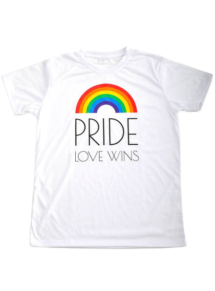 Image of Pride Love Wins White Unisex Adults Crew Neck Shirt