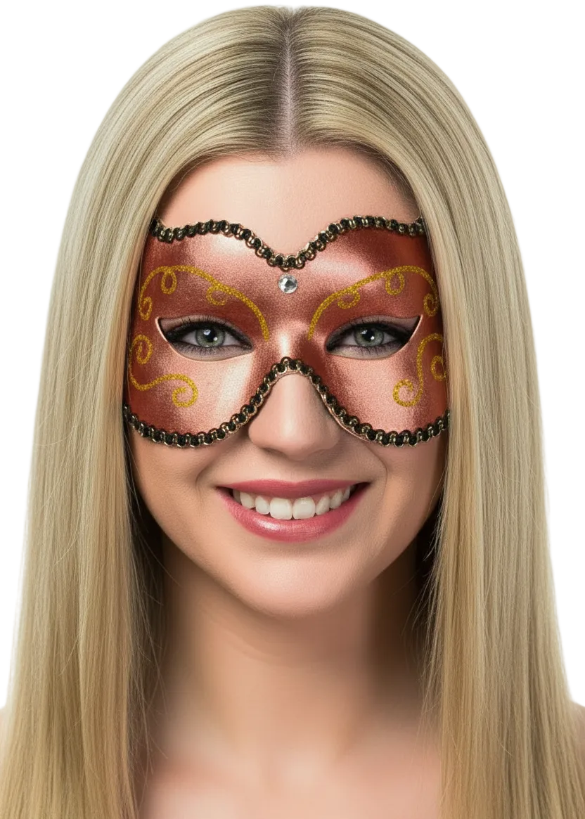 Rose Metallic and Gold Vinyl Women's Masquerade Mask - Main Image
