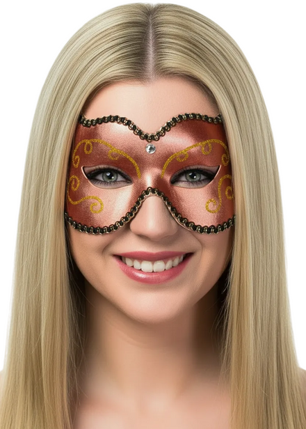 Rose Metallic and Gold Vinyl Women's Masquerade Mask - Main Image