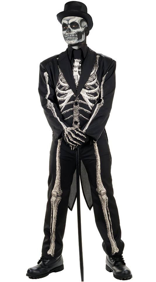 Chilling Black and White Skeleton Bones Suit Men's Halloween Costume - Main Image