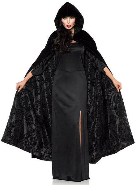 Full Length Black Cloak with Satin Flocking Lining